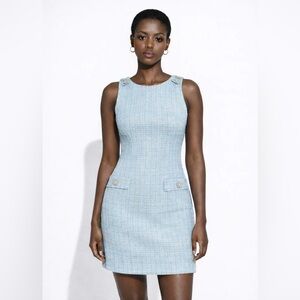 NWT Barbara Light Blue Tweed Mini Dress  by Wisteria